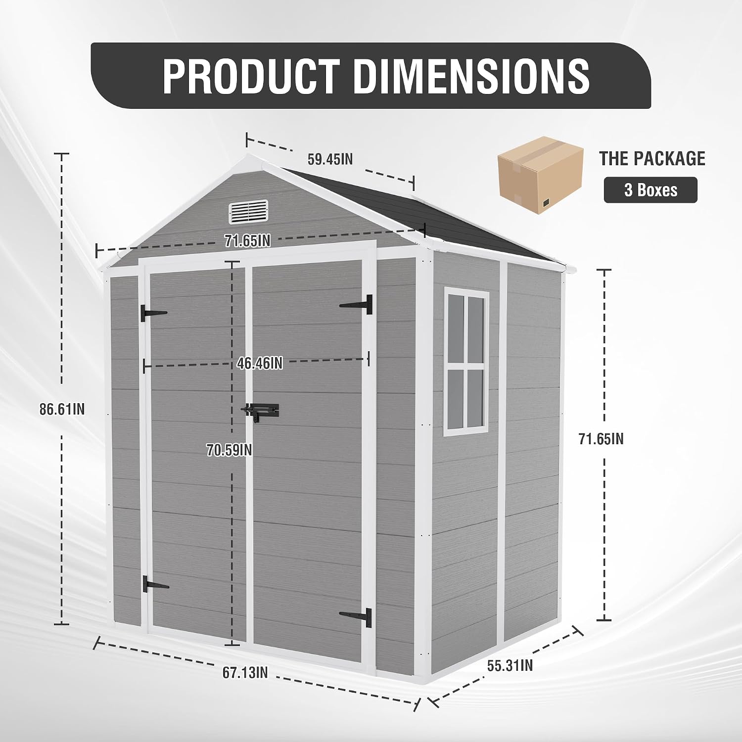 YOPTO 6x5 FT Resin Storage Shed,Garden House with Floor & Lockable Door,Waterproof Plastic Tool Sheds W/Slanting Roof Visual Window & Air Vents for Bicycles,Lawnmowers,Lawn,All Weather Use,Gray