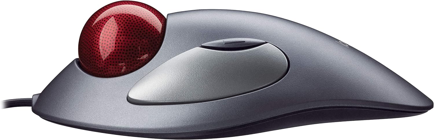 Logitech Trackman Marble Trackball Mouse – Wired USB Ergonomic Mouse for Computers, with 4 Programmable Buttons, Dark Gray