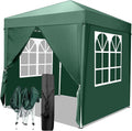 6.5x6.5 Pop Up Canopy with Sidewalls,3 Height Adjustable Gazebo Tent with Carrying Bag, 8 Stakes & 4 Ropes, Easy Up Canopy for Events,Party, Wedding (6.5x6.5FT Green with 4Sidewalls)