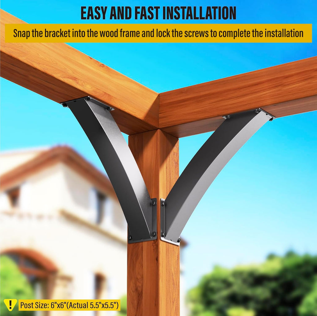 Heavy Duty 45 Degree Angle Support Bracket 4'×4' (Actual: 3.2'×3.2') Wood Beam Support Hardware Degree Post Bracket for Gazebos Pagola Porches 4Pcs
