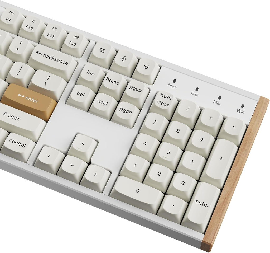 Keychron K10 HE QMK Wireless Gaming Custom Mechanical Keyboard, 2.4 GHz/Bluetooth/Wired Full-Size Hot-Swappable Programmable RGB Backlit Gateron Magnetic Switches for Mac Windows, Wood Frame-White