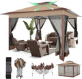 Hoteel 12x12 Pop Up Gazebos On Clearance - Upgrade Easy Up Metal Outdoor Gazebo Waterproof - Portable Gazebo with Mosquito Nettings