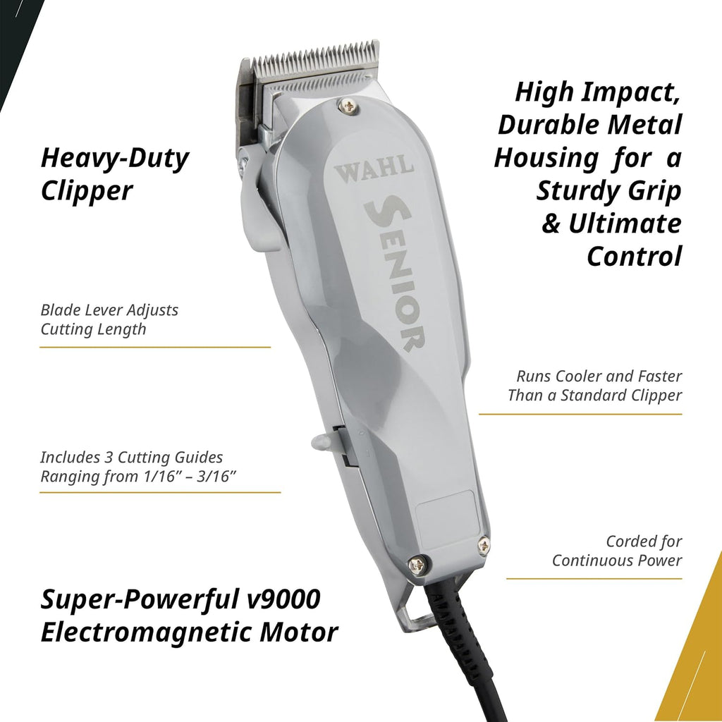 Wahl Professional Senior Clipper, V9000 Motor, Corded Heavy-Duty Design for Tapering, Fading, and Blending