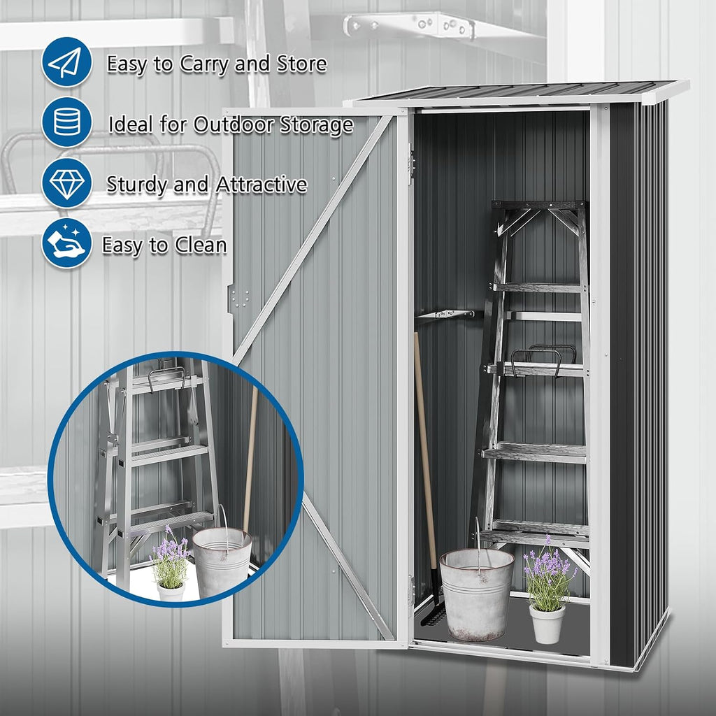 3'x2' Outdoor Metal Storage Shed with Lockable Doors, Durable Steel Tool Shed for Garden, Patio, Backyard, and Lawn, Black
