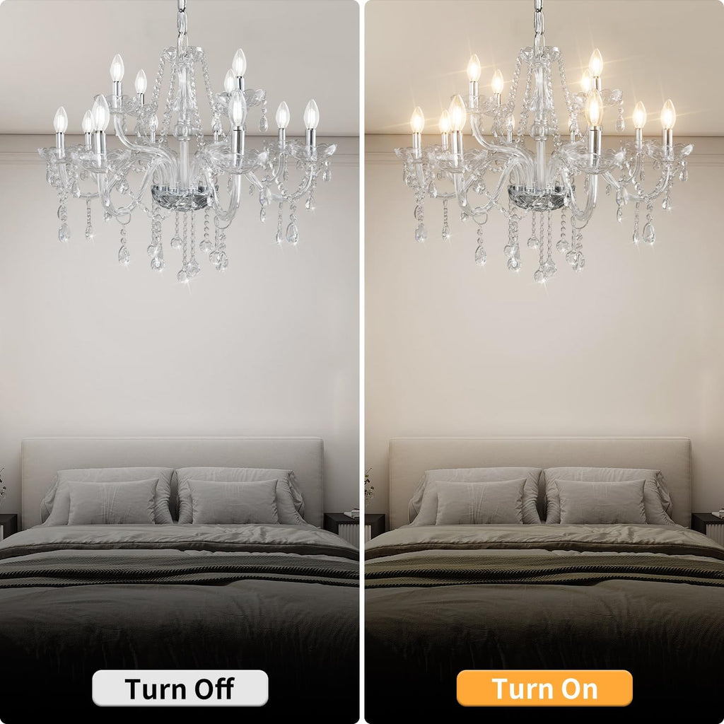 Gorgeous Vintage Crystal Chandelier 12-Lights K9 Large Crystal Candle Chandelier Pendant Ceiling Light Fixture for Living Room Dining Room Hallway Entry Chandeliers