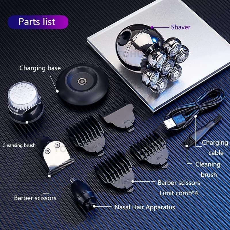 Electric Shavers for Bald Men, 7D Electric Shaver for Men Independently 7 Cutter Floating Head Waterproof Electric Razor Multifunction Trimmer with LCD Display