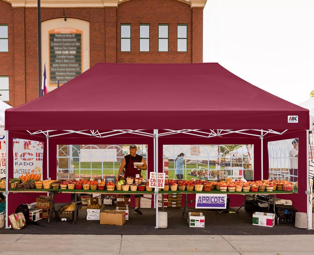 ABCCANOPY Outdoor Winter Gazebo 8x16, Premium Instant Pop Up Canopy Tent with Elegant Church Window,Snow and Rain Protection, Bonus Wheeled Bag,Burgundy
