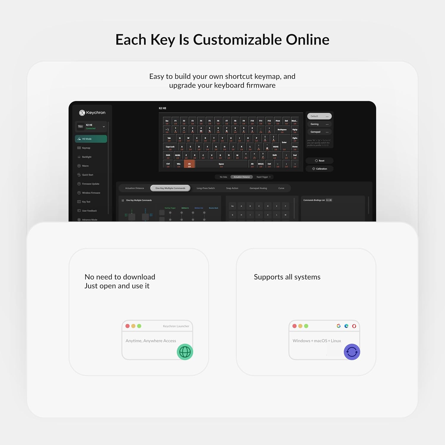 Keychron K2 HE Wireless Magnetic Switch Custom Keyboard and M3 Bluetooth 79g Lightweight Mouse QMK 2.4 GHz with Hall Effect Gateron Double-Rail, 3311 Sensor 12000 DPI Compatible with Mac Windows Linux