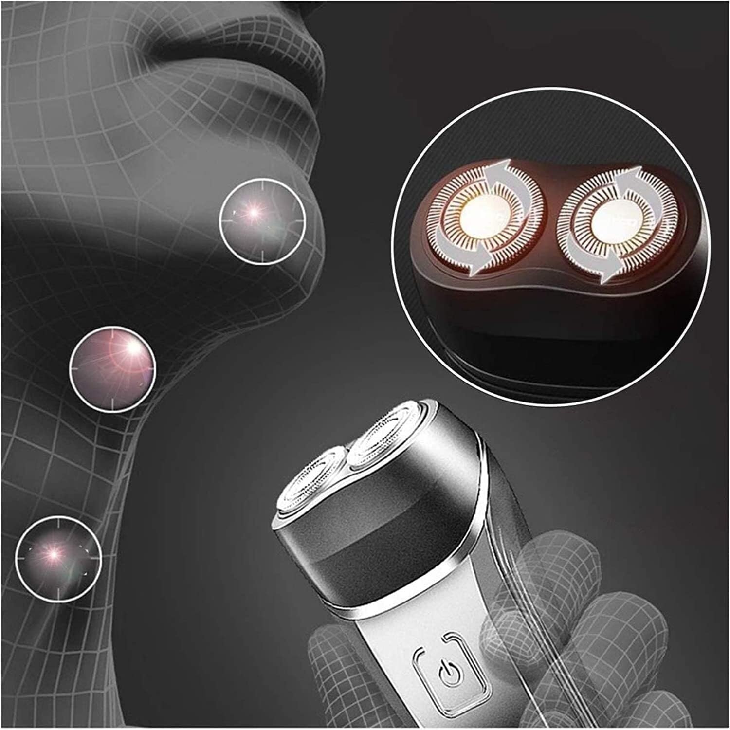 Electric Shavers for Mens,Electric Razor Dry Wet Waterproof Mens Rotary Facial Shaver, Portable Face Shaver Cordless Travel USB Rechargeable Rotary Shaver