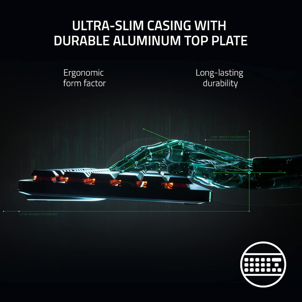 Razer DeathStalker V2 Pro Wireless Gaming Keyboard: Low-Profile Optical Switche HyperSpeed Wireless & Bluetooth 5.0-40 Hr Battery - Ultra-Durable Coated Keycaps - Chroma RGB (Renewed)
