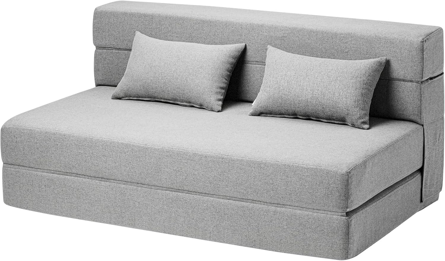 SUYOLS Folding Sofa Bed with Pillows- Convertible Chair Floor Couch & Sleeping Mattress, Foldable Memory Foam Sleeper for Living Room/Dorm/Guest Room/Home Office/Apartment/Loft, Full, Light Gray