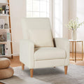 COLAMY Mid-Century Modern Upholstered Accent Chair with Back Pillow & Solid Wood Legs, Fabric Cozy Armchair for Living Room, Bedroom, Reading Nook, Apartment & Small Spaces, Beige