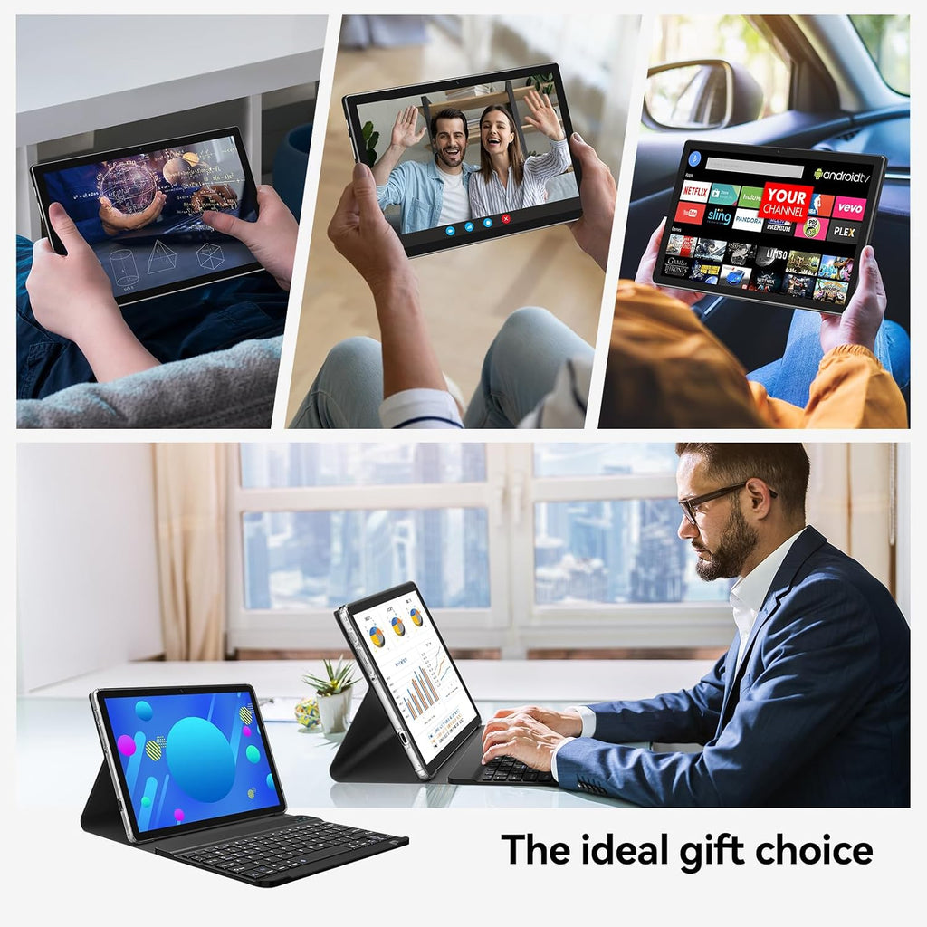 Android Tablet, 2026 Latest 10 inch Android 14 Tablet, MTK8183 Octa-Core, 16GB 128GB 1TB Expansion, 2.4/5G WiFi, 21MP Camera, Gemini AI 2.0, Tablets with Keyboard, Mouse, Case etc