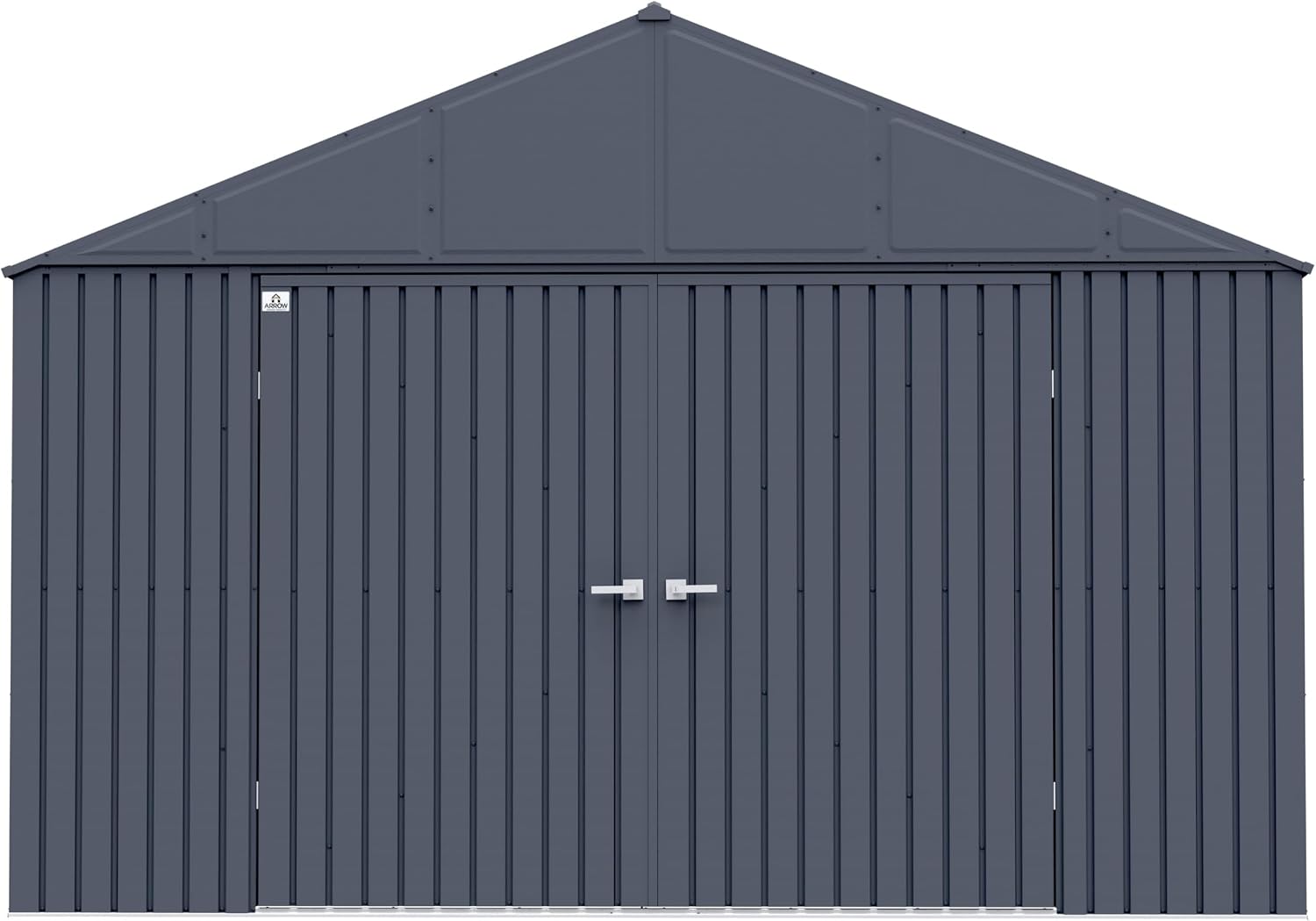 Arrow Shed Elite 12' x 14' Tall Outdoor Steel Storage Shed with High Gable and Lockable Doors Storage Building, Anthracite