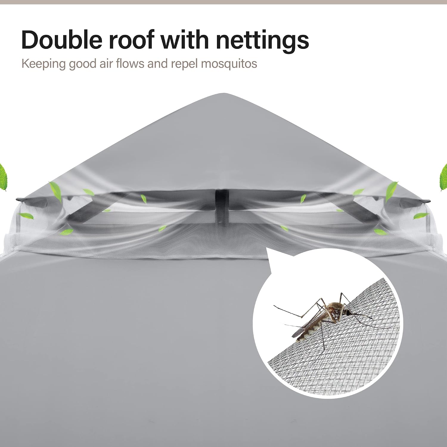 LAUSAINT HOME 8'x8' Outdoor Patio Gazebo, Heavy Duty Party Tent & Shelter with Double Roofs, Mosquito Nettings and Privacy Screens for Backyard, Garden, Deck (Grey)