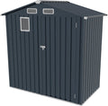 Metal Storage Shed, 6X3.6 FT Lockable Outdoor Tool Shed with Air Vent and Clear Windows, Galvanized Steel Garden Shed for Backyard, Patio, Garden, Bike Storage or Outdoor Use, Grey
