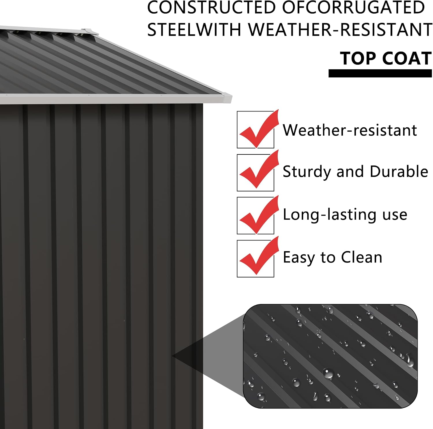 6x4FT Metal Outdoor Storage Shed Galvanized Garden Shed with Apex Roof & Lockable Door, Tool Shed Waterproof Rust-Resistant for Bike, Backyard Garden Lawn Patio