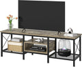 VECELO Industrial TV Stand for 65 Inch Television Cabinet 3-Tier Console with Open Storage Shelves, Entertainment Center Metal Frame for Living Room, Bedroom, 55 Inch, Grey