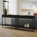 ARTPOWER Console Table for Entryway with 2 Drawers-Minimal Assembly,Retro Entryway Tables with Storage Cabinets and Open Shelf,Narrow Long Couch Table Behind Sofa for Living Room,Foyer,Hallway,Black