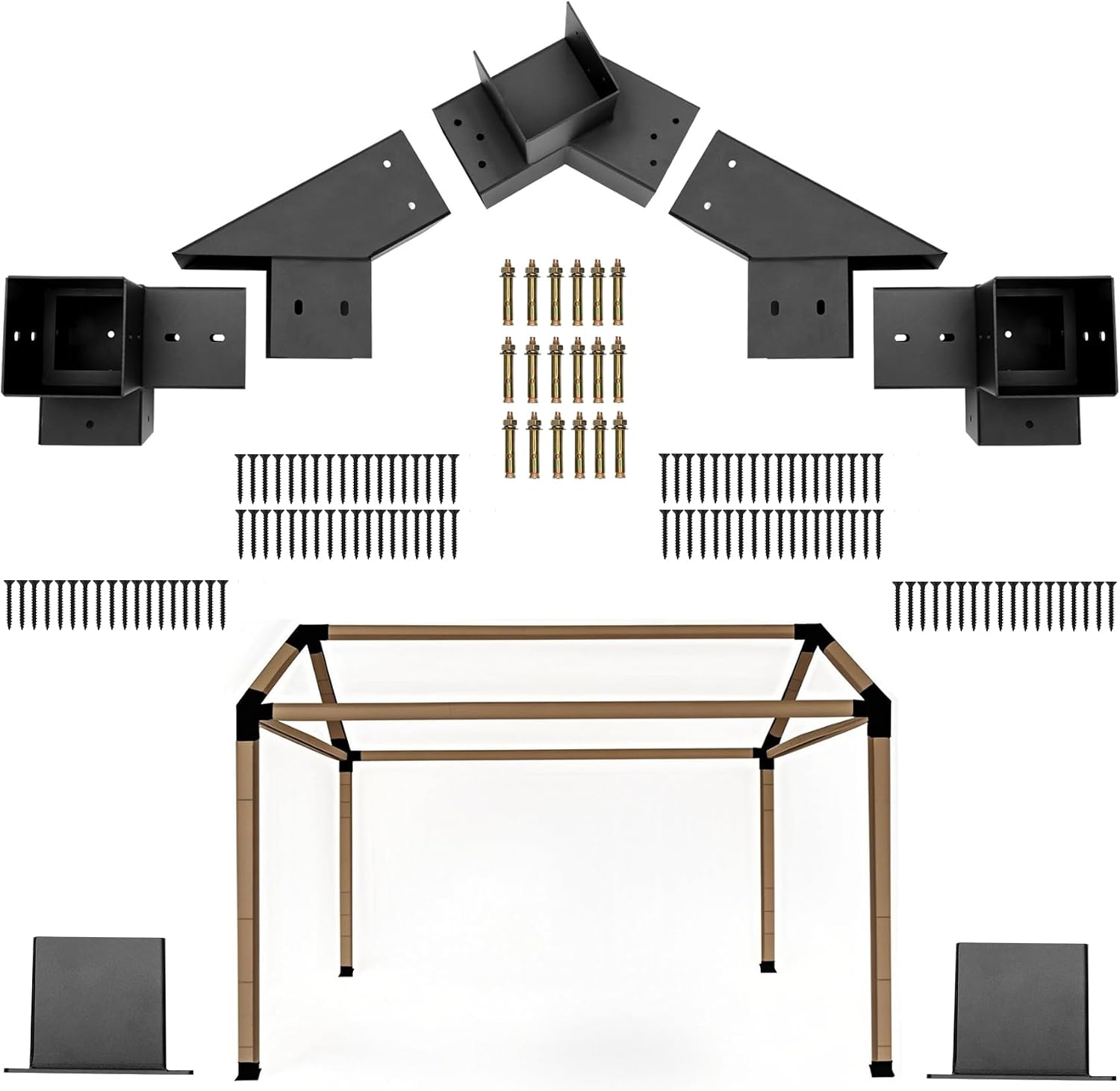 30° Slanted Pergola Whole-Set Kit for 4' x 4' Wood Pergola, Easy to Install, Weather - Resistant Bracket Kit for Carports, Gardens & More (14 Pcs)