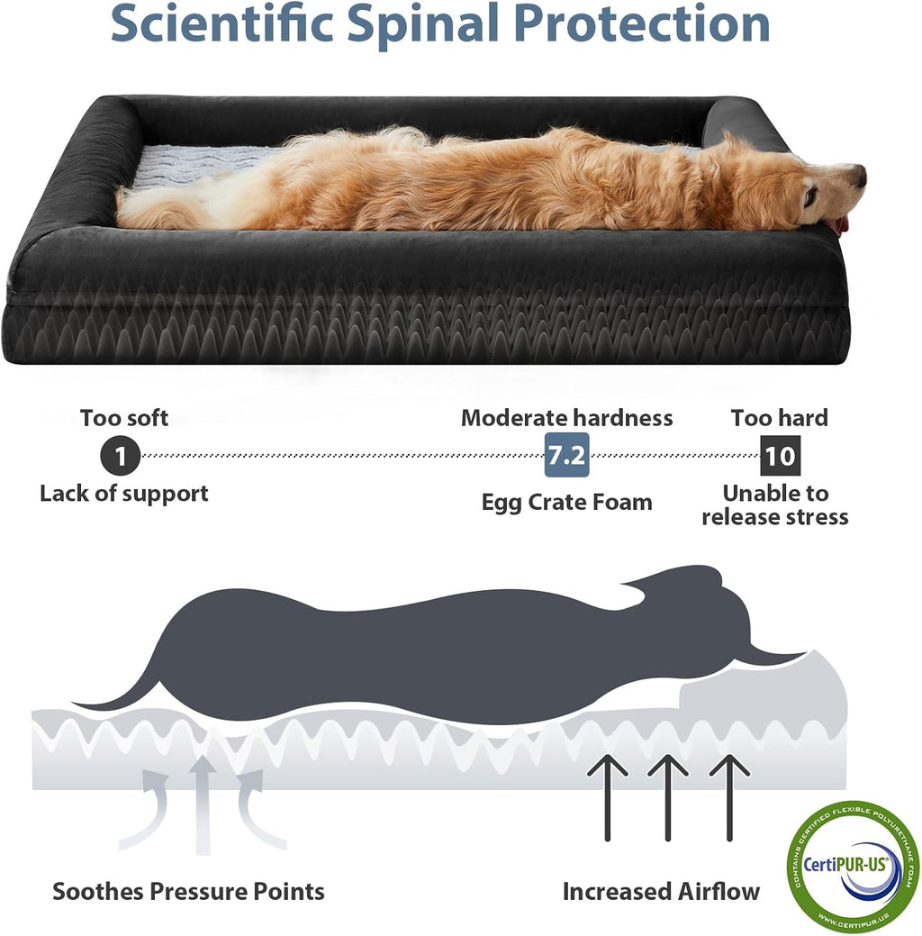 WNPETHOME Giant Dog Bed, Washable Dog Couch with Removable Waterproof Cover, Orthopedic Large Pet Sofa Bed with Bolster Sides for Sleeping