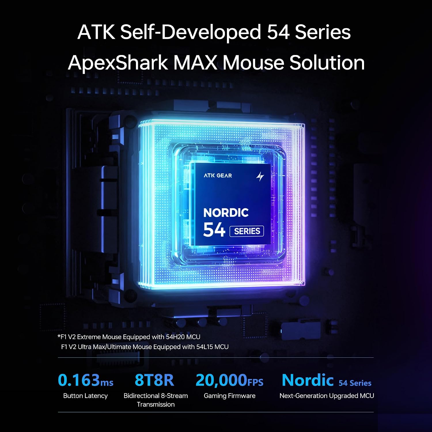 ATK Blazing Sky F1 V2 Wireless Gaming Mouse, 38 g, PAW3950 Ultra Sensor, Nordic 54L20 MCU, Optical Switches, Dual 8K, Dual-Mode 2.4G/Wired, 200H Battery (Extreme, LEVIATAN Collab)