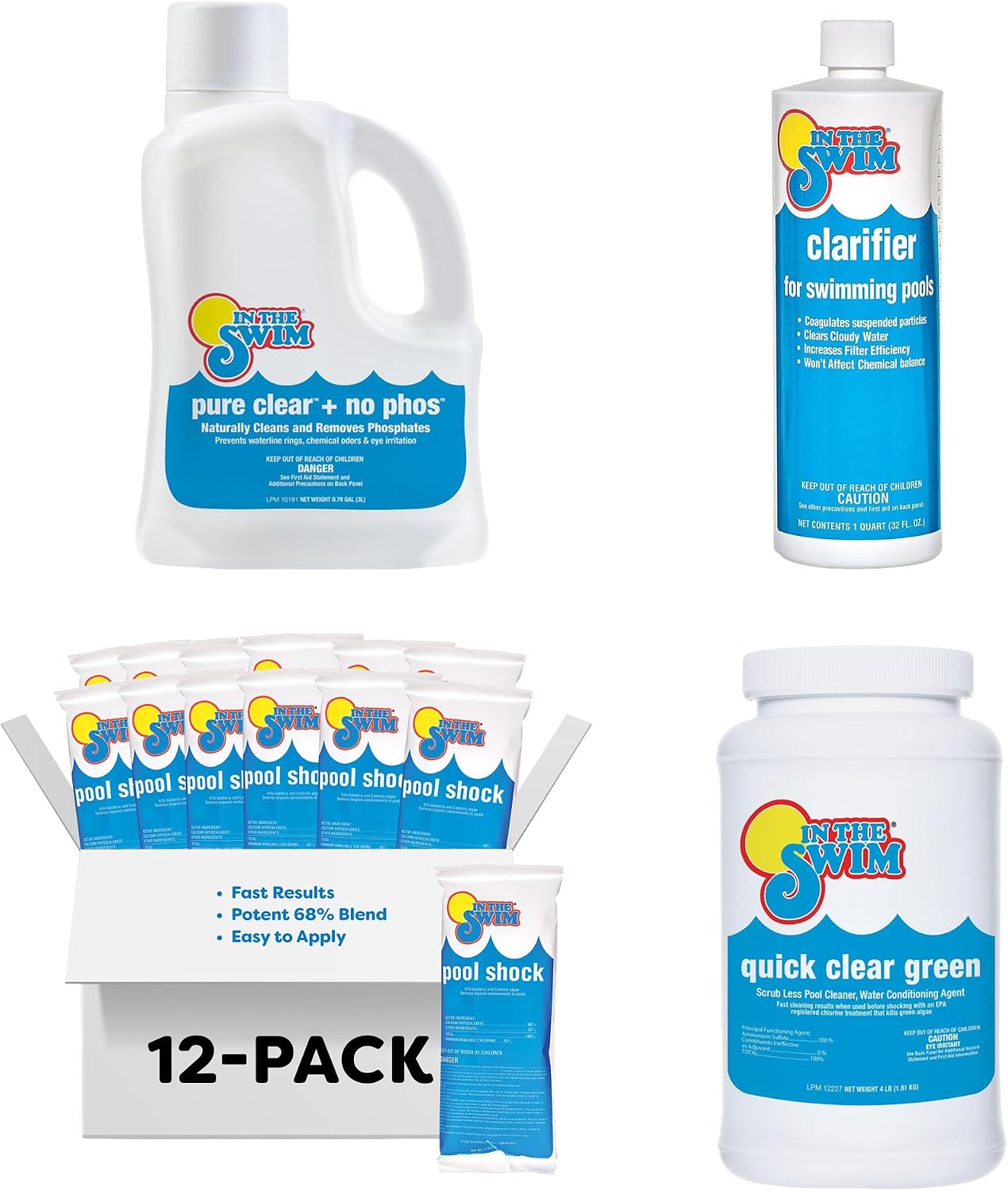 In The Swim Green Pool Rescue Kit - Removes Algae for Clear Water, Weekly Sparkle - Basic