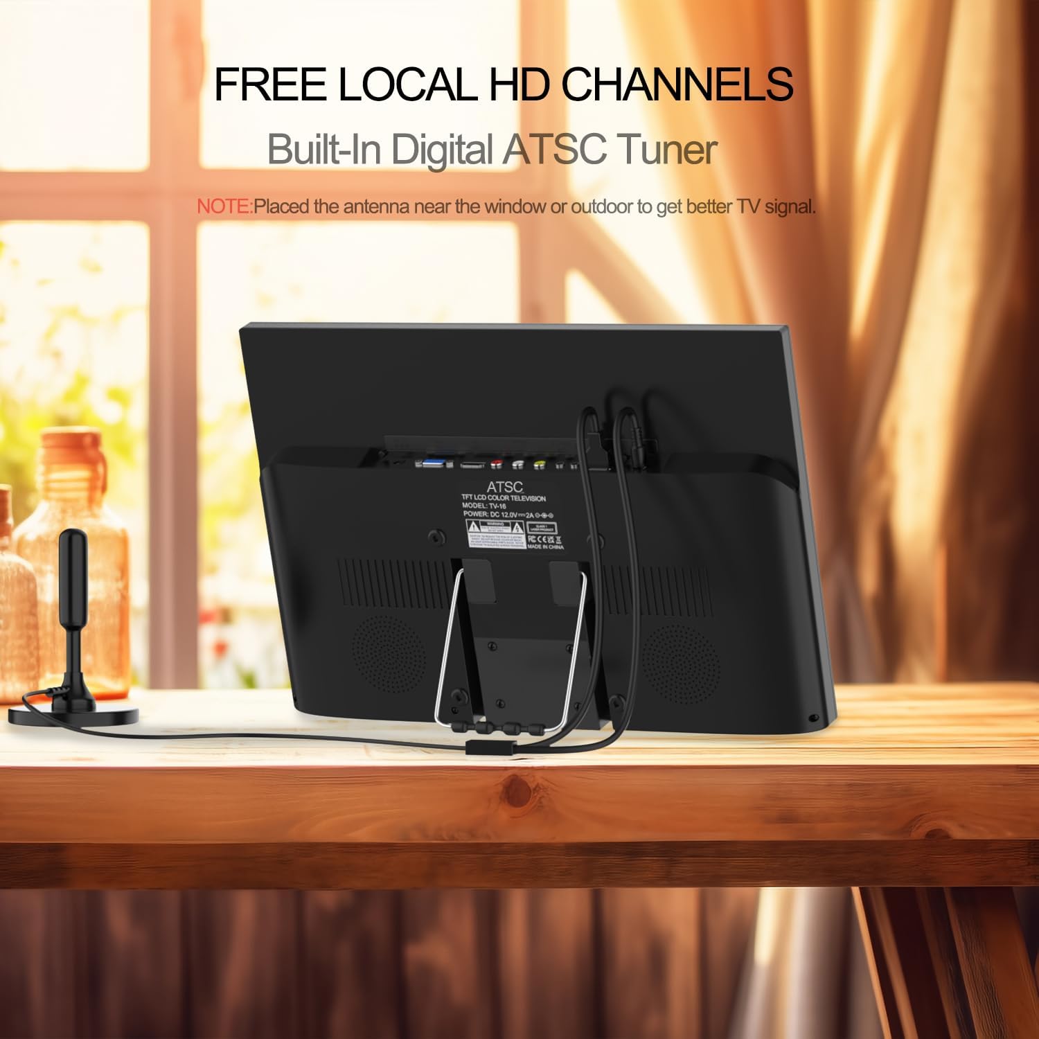 othoig 15.6 inch Small TV,Flat FHD IPS 1080P Screen TV with Antenna and Digital ATSC Tuner,HDMI/USB/VGA/Port,12 Volt Car Charger Cable/AC Power for Kitchen and Caravan(Non Smart TV)