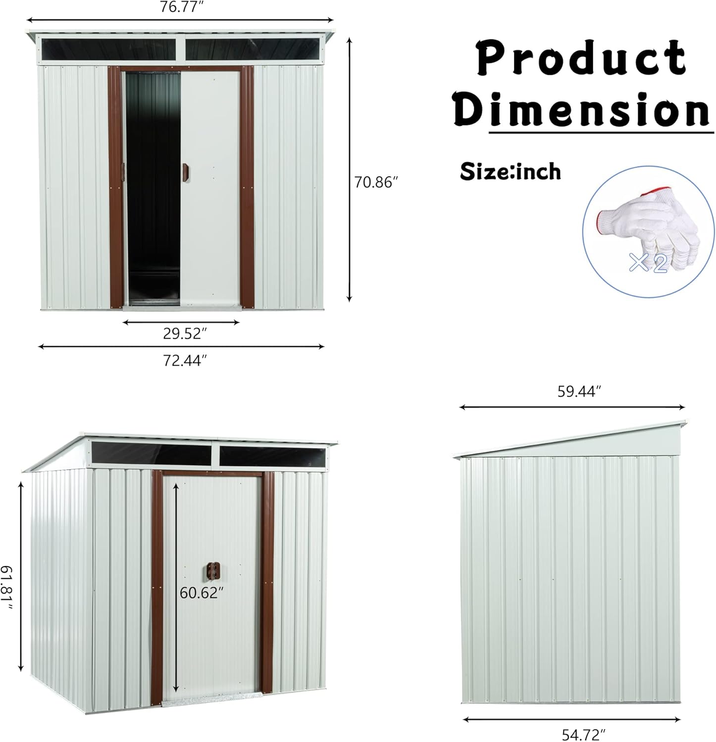 YOPTO 6×5 FT Outdoor Metal Storage Shed with 4 Integrated Punched Vents,Heavy Duty Outdoor Storage House W/Padlock and Sliding Doors,Waterpoof Resistance,Tool Sheds for Backyard Garden,Patio,White