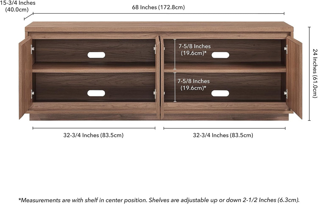 Henn&Hart Presque TV Stand, 68' Wide, Walnut