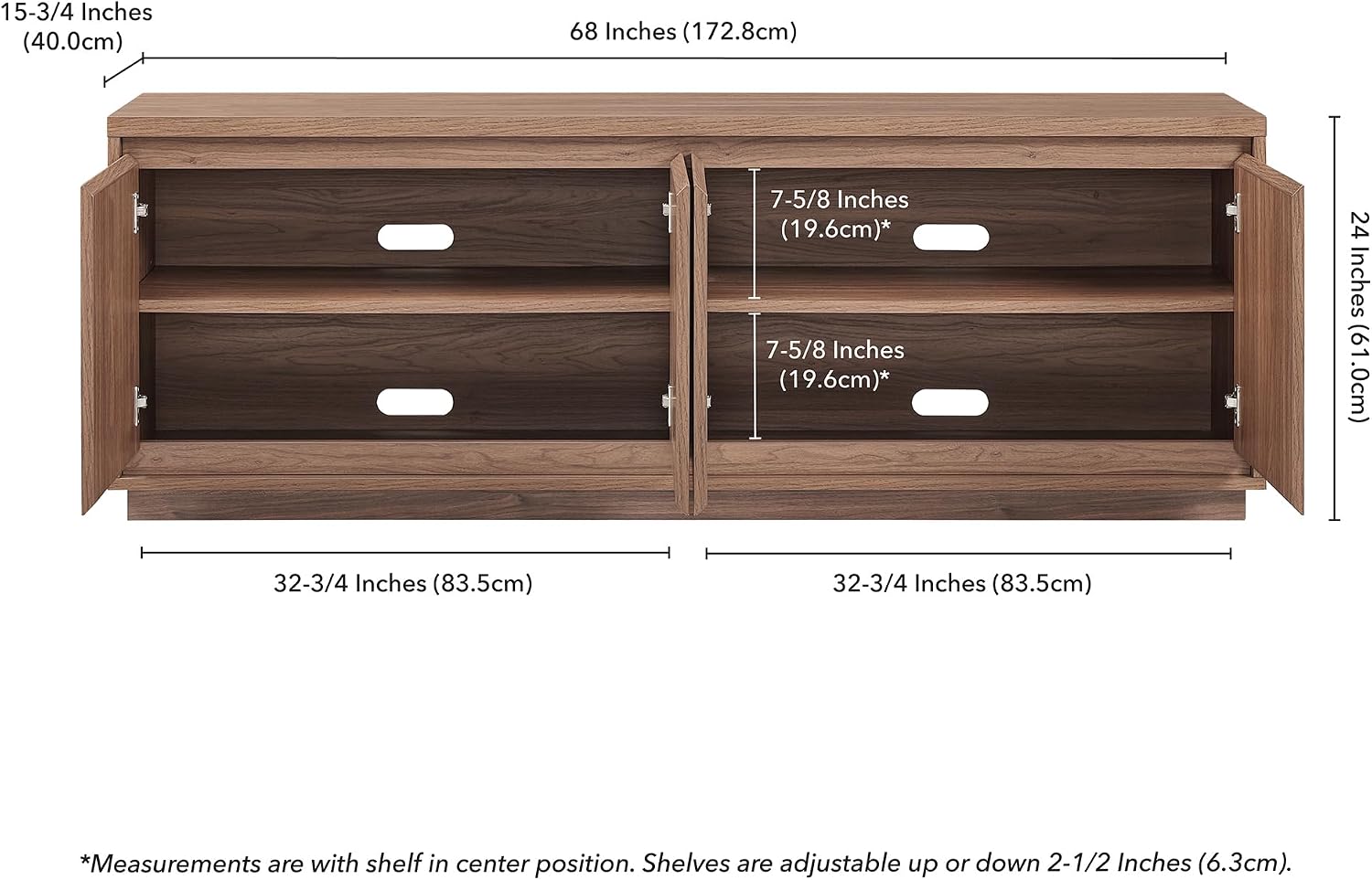 Henn&Hart Presque TV Stand, 68' Wide, Walnut