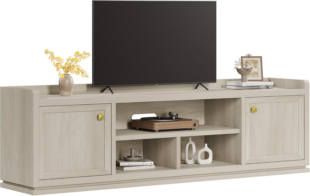 SICOTAS TV Stand Entertainment Center - 67' TV Console for Living Room Modern TV Stand for Bedroom, Media Console with Shelf and Cabinet, Entertainment Stand for TVs up to 65 75 Inch(Grey White Oak)