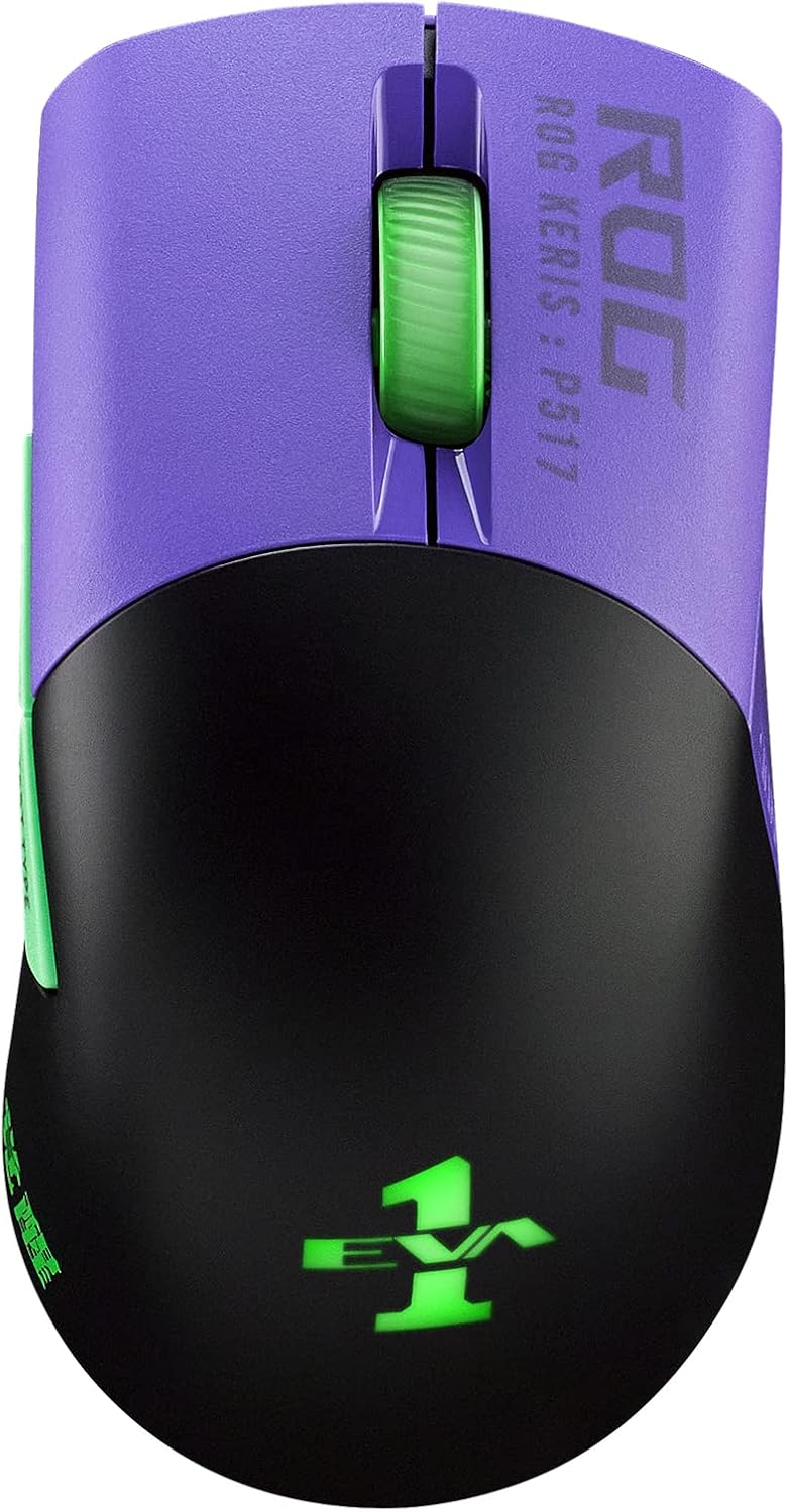 ASUS ROG Keris Wireless EVA Edition Gaming Mouse, Wireless Mouse with Tri-Mode connectivity, 16000 DPI Sensor, 7 programmable Buttons, PBT, hot-swappable Switch sockets, Paracord Cable