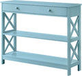Convenience Concepts Oxford 1-Drawer Console Table 39.5' - Farmhouse Sofa Display with Storage Shelf For Living, Family, & Dining Room, Modern Entryway Hall Table for Kitchen, Bedroom, Sea Foam Blue