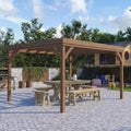 12 x 10 ft Wood Pergola Quality Solid Wood Gazebo Pavilion for Backyard Deck Patio Outdoor Pergola Grape Trellis Grill Gazebo, Strong Sturcture,Snow and Wind Supported(Brown)