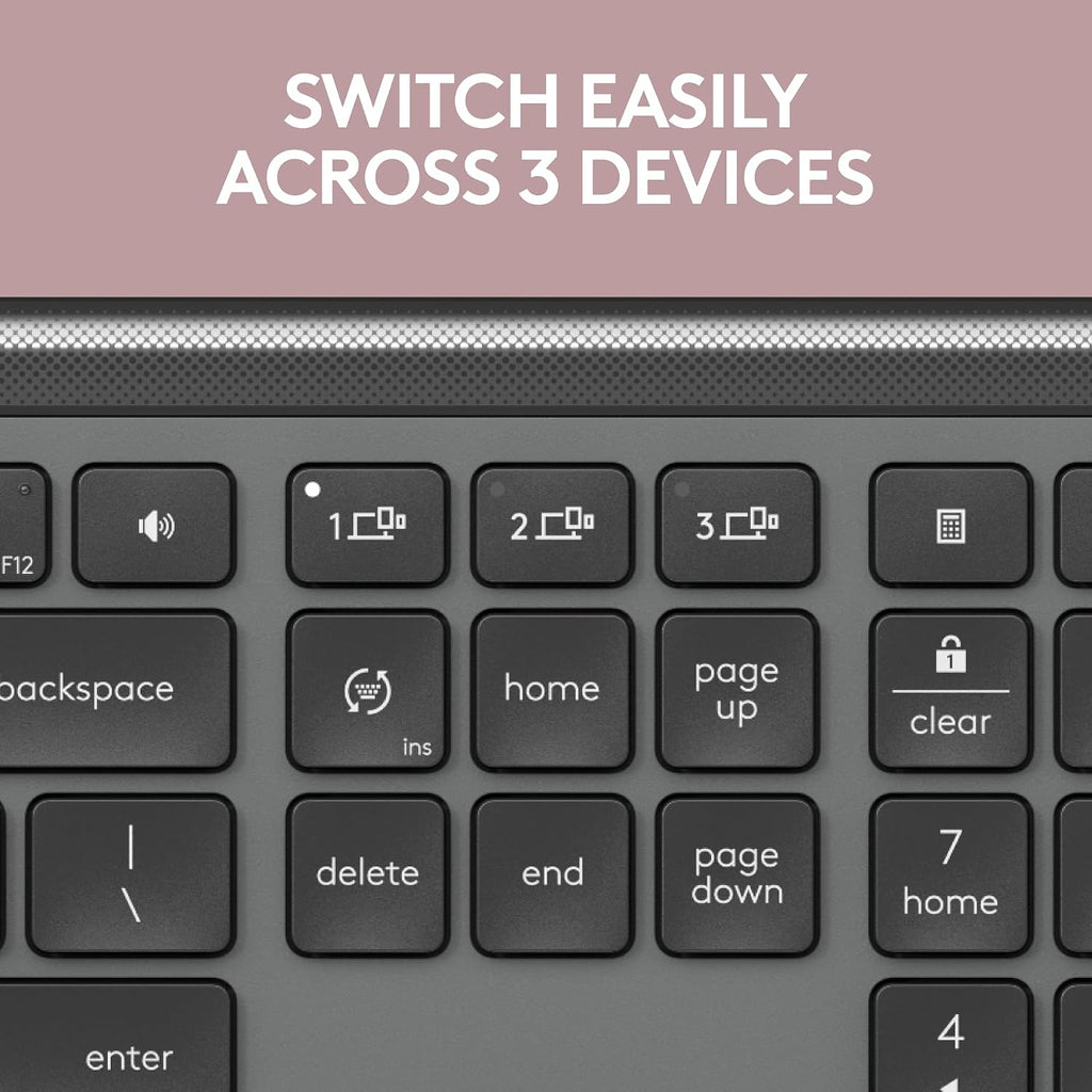 Logitech MK955 Signature Slim Wireless Keyboard and Mouse Combo, for Larger Hands, Quiet Typing and Clicking, Switch Across Three Devices, Bluetooth, Multi-OS, for Windows and Mac