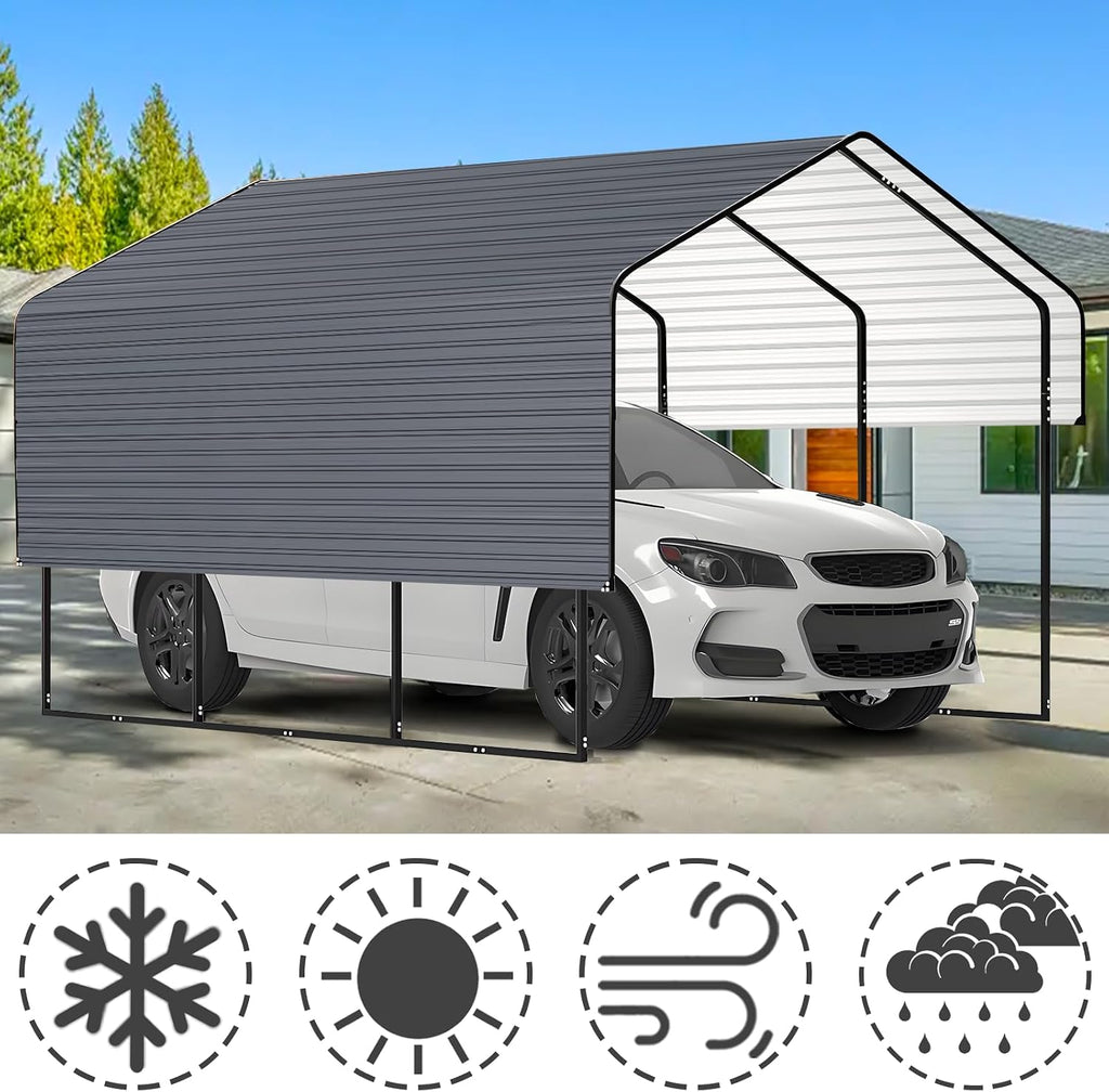 Metal Roofing Panels - 20 Pcs Corrugated Pergola Roofing Panels Heavy Duty Waterproof Tin Roof Materials for Shed Gazebo Garages Patio Siding 60.6x17.7in, Grey