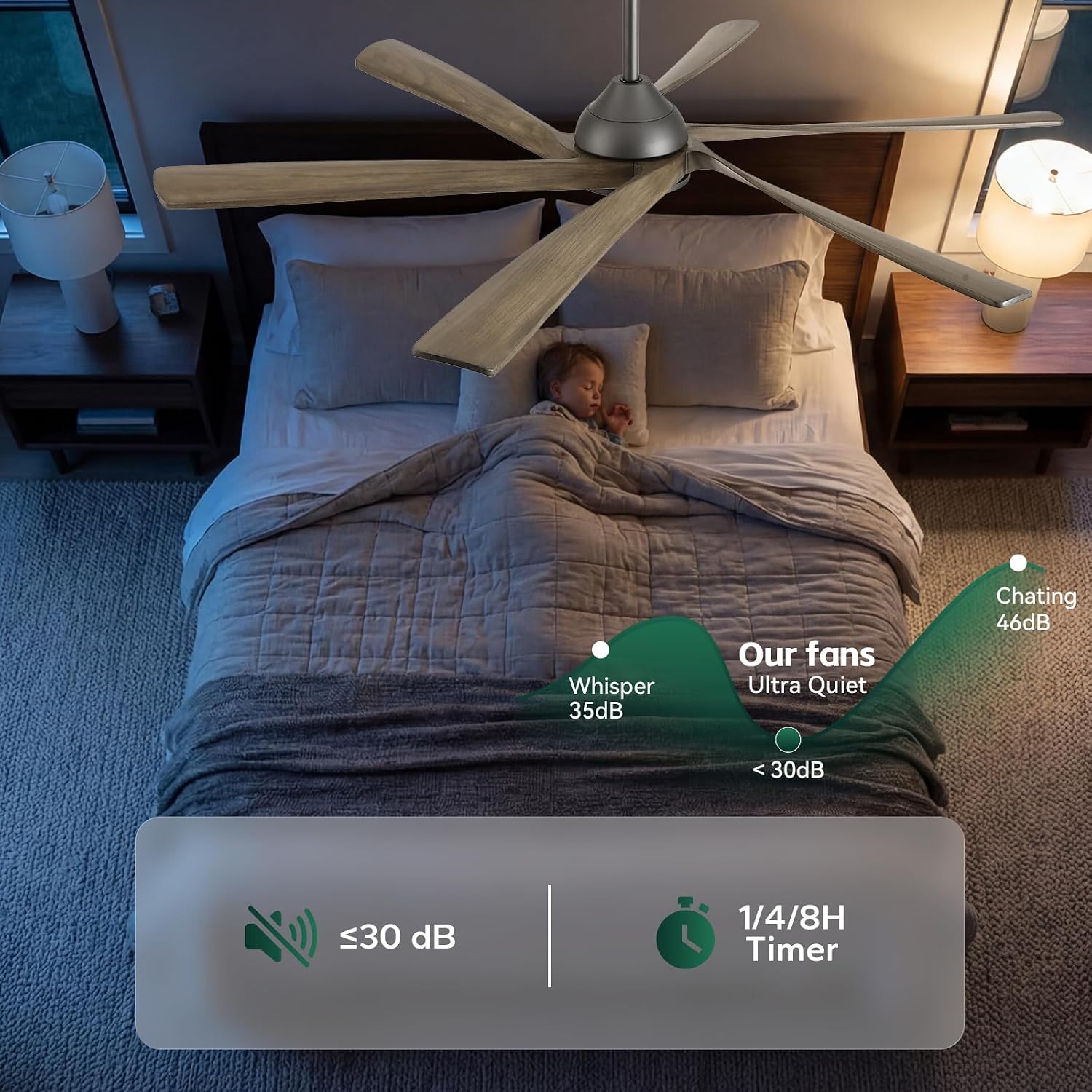 60 Inch Outdoor Ceiling Fan with Light and Remote, Rustic Farmhouse Smart Ceiling Fans with WiFi App/Alexa Voice Control, 6 Solid Wood Blades, Quiet Reversible DC Motor, Damp Rated for Covered Patio