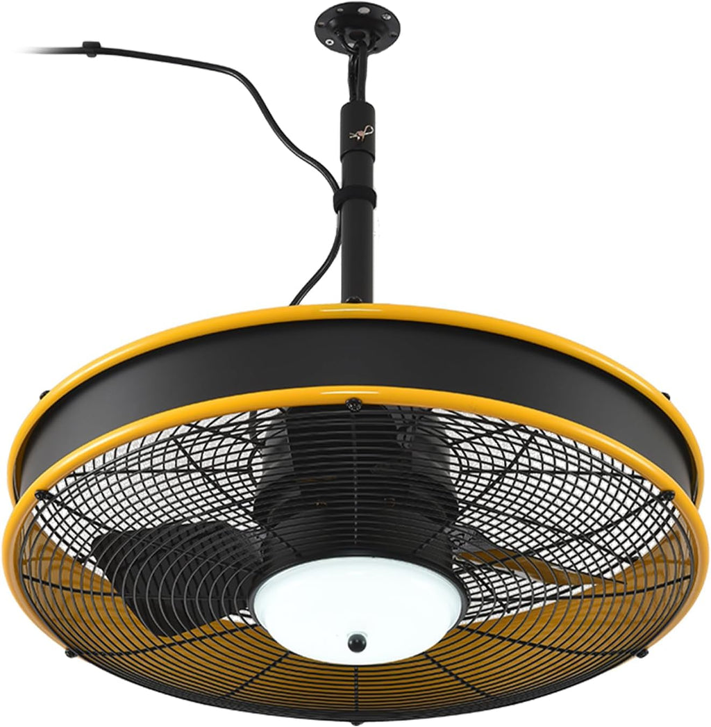 Orison 22'' Outdoor Ceiling Fans with Lights, Wet Rated Gazebo Fan with Remote, Plug in Hanging Fan for Patio Waterproof, App Controll (Yellow(black blades))