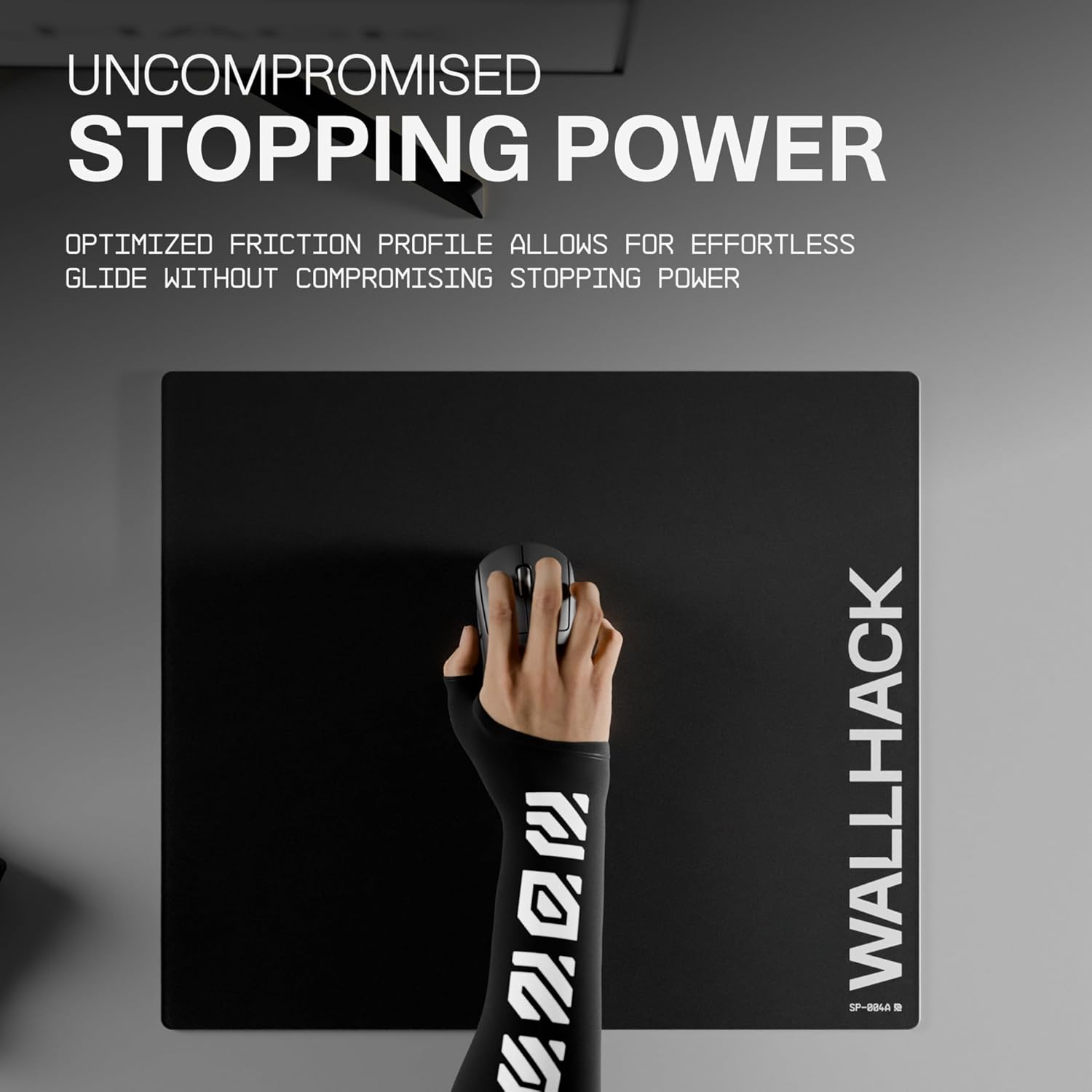 Wallhack SP-004A Black Glass Gaming Mouse Pad – 4th Gen Micro-Etched Surface, Medium Mousepad for Esports, Ultra-Fast Glide with Stopping Power, Tempered Glass, Durable & Portable, 15.4'x17.7' | Black