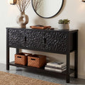 FATORRI Black Console Table with Storage, 47' Modern Farmhouse Entryway Table with 3 Geometric Doors, Sofa Table for Hallway, Living Room, Foyer