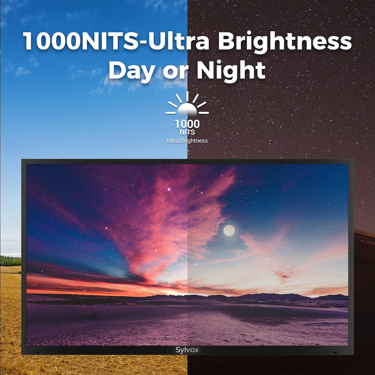 SYLVOX 43' Outdoor TV, Waterproof 4K Ultra HD HDR Smart TV with Bluetooth WiFi Function for Partial Sunshine Areas