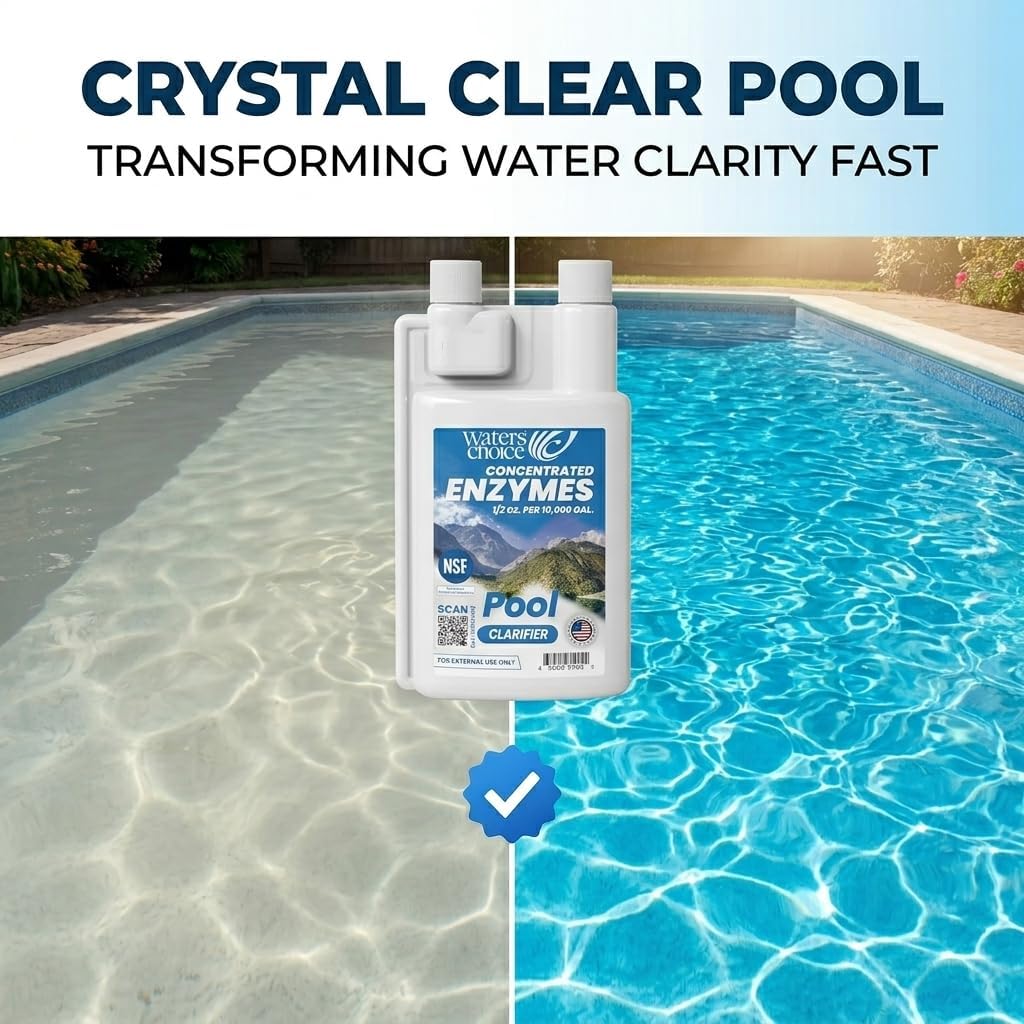 Waters Choice Weekly Pool Enzyme Concentrate - 16 Ounce - Non-Toxic Natural Pool Cleaner for Crystal Clear Water - Effective Pool Clarifier