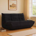 Giant Loveseat Boneless Bean Bag Chair for Adults - Teddy Fleece Fireside Accent Chair with Memory Foam, Comfy Lazy Floor Sofa Couch Chaise Lounge for Living Room Bedroom Theater, 2 Seater, Black
