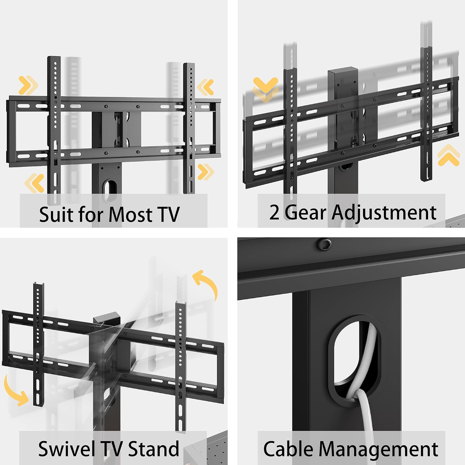 IRONCK 79 Inch TV Stand for TVs up to 85 Inch with Mount and Power Outlet, 3 Tiers TV Console with Storage Shelves, Entertainment Center, Steel Frame, for Living Room, Bedroom, Vintage Brown