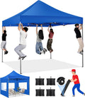 COBIZI 10x10 Heavy Duty Pop Up Canopy Tent with 4 Sidewalls Thicken Frame, Commercial Easy Up Outdoor Wedding Party Tents, All Season Waterproof Windproof with Stakes Sandbags Ropes Roller Bag, Uranus