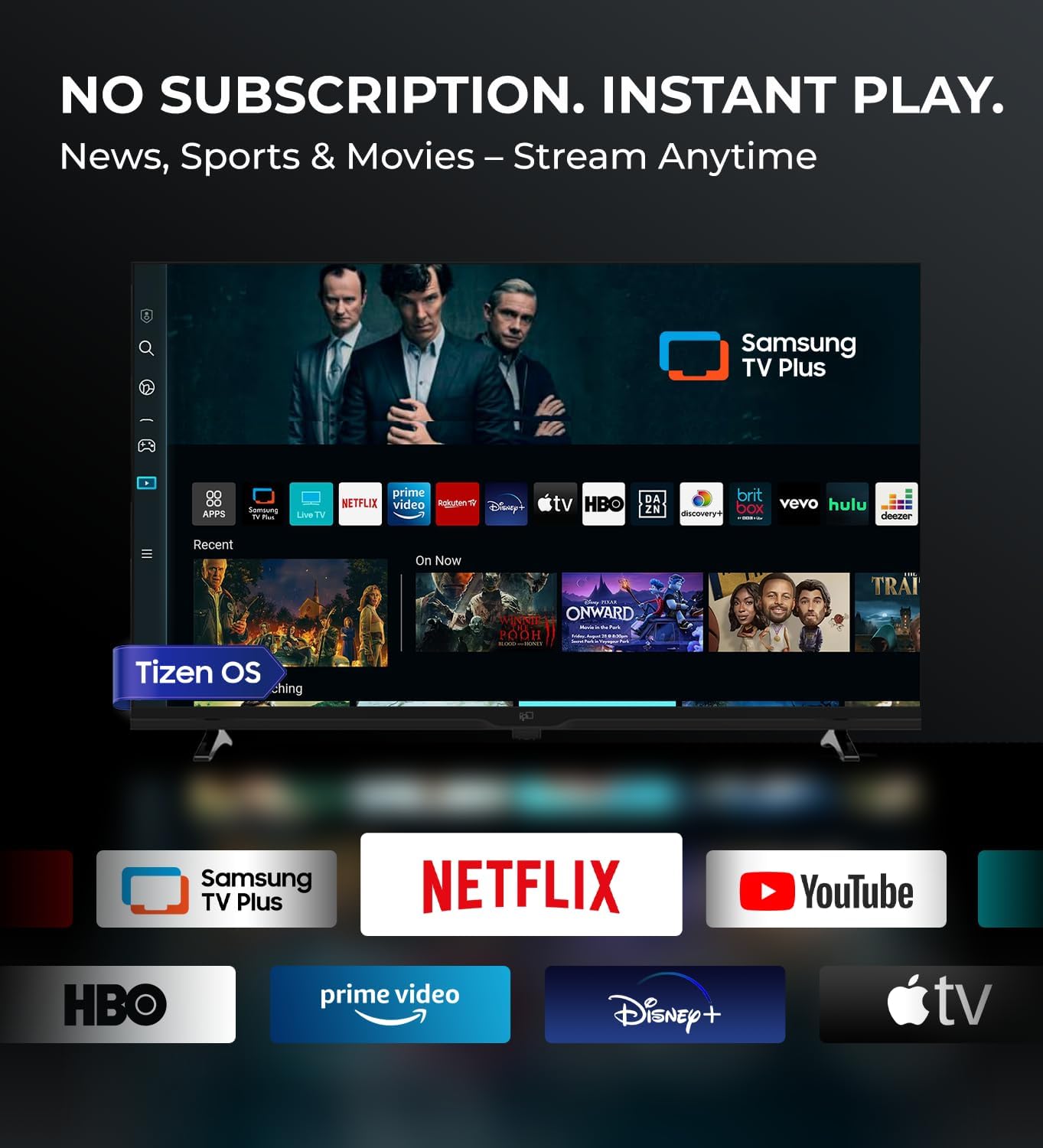 FPD 40 Inch Smart TV Tizen OS, 1080p Full HD Compatible with Samsung TV Plus, Dolby Audio, HDR 10, Gaming Hub, SmartThings, Built-in Miracast, Voice Control Flat Screen Television (AT40-P1)