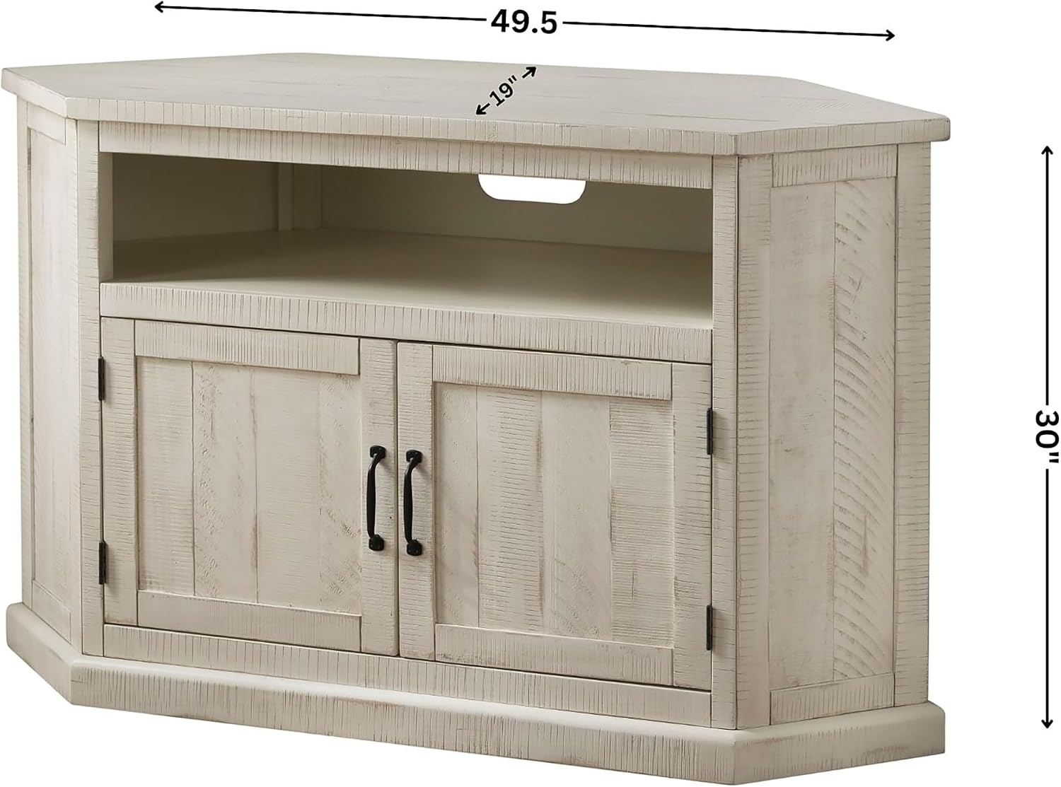 Martin Svensson Home Rustic Corner TV Stand All Antique White