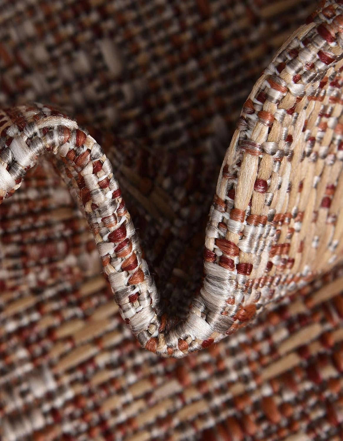 Unique Loom Outdoor Traditional Collection Area Rug - Valeria (2' x 3' 1' Rectangle, Rust Red/ Ivory)