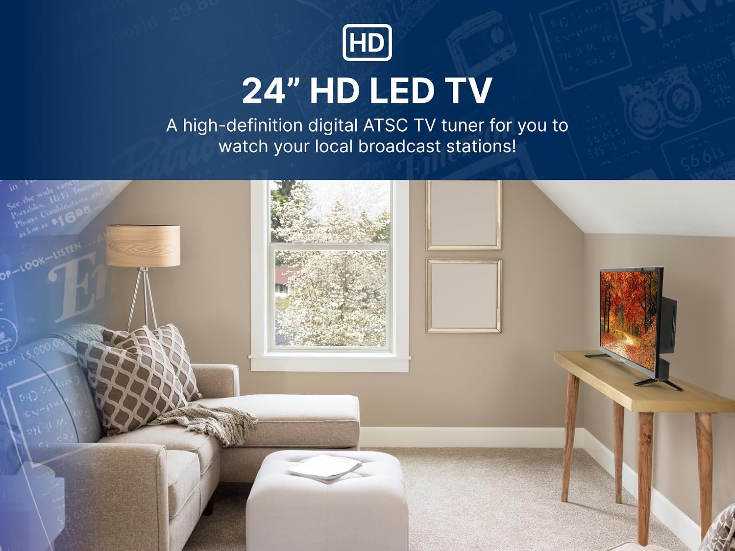 Emerson ETD-2450 24' Class LED HDTV with Built-in DVD Player, 720p HD, HDMI/USB Inputs, Digital Tuner, Slim Design, Wall Mountable, Energy Efficient, and Parental Control Features